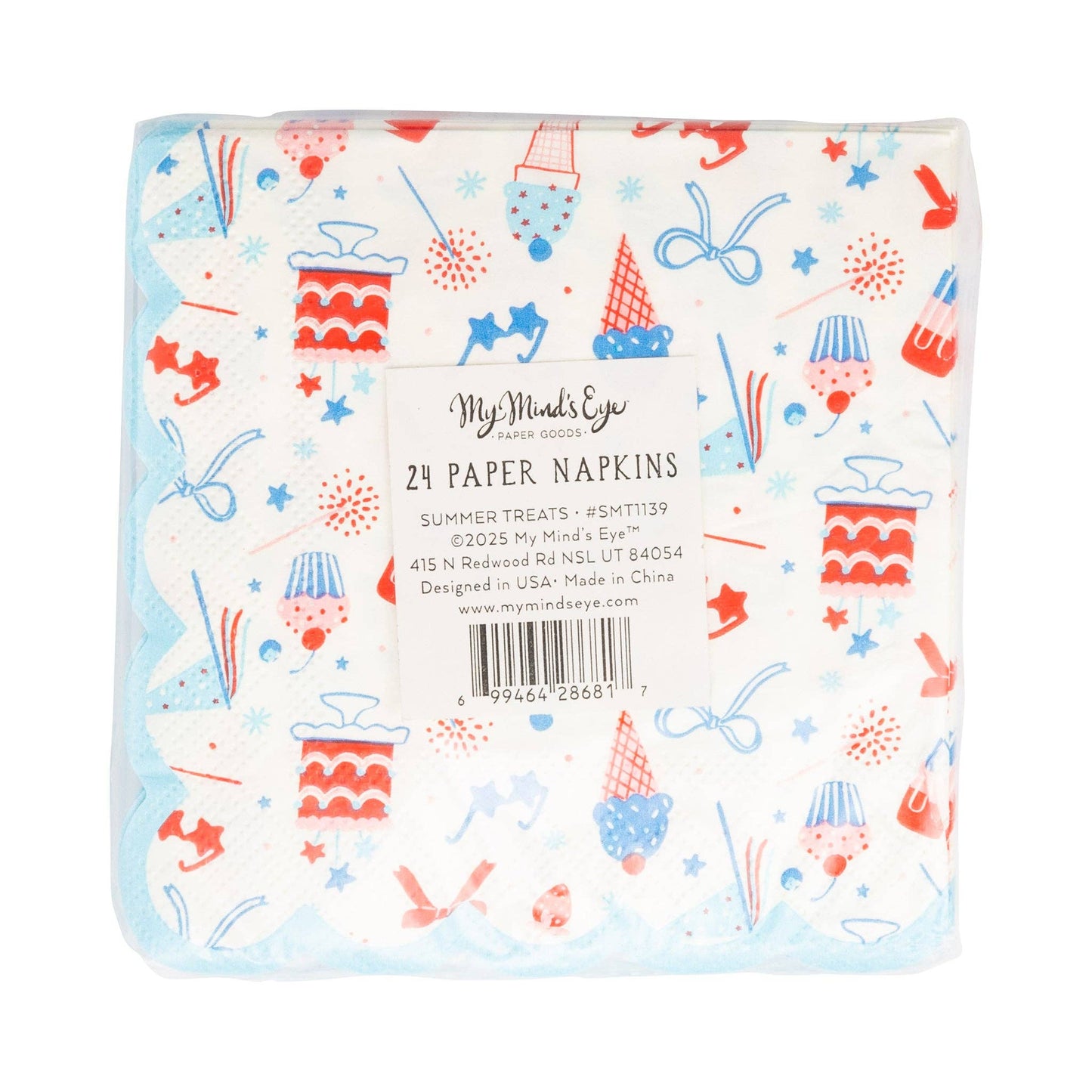 Fun paper napkins with popsicles and stars for patriotic events.