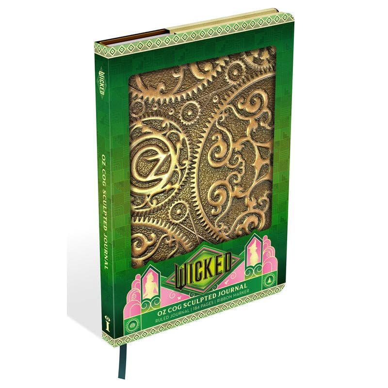 Decorative journal with intricate gold design on a green cover