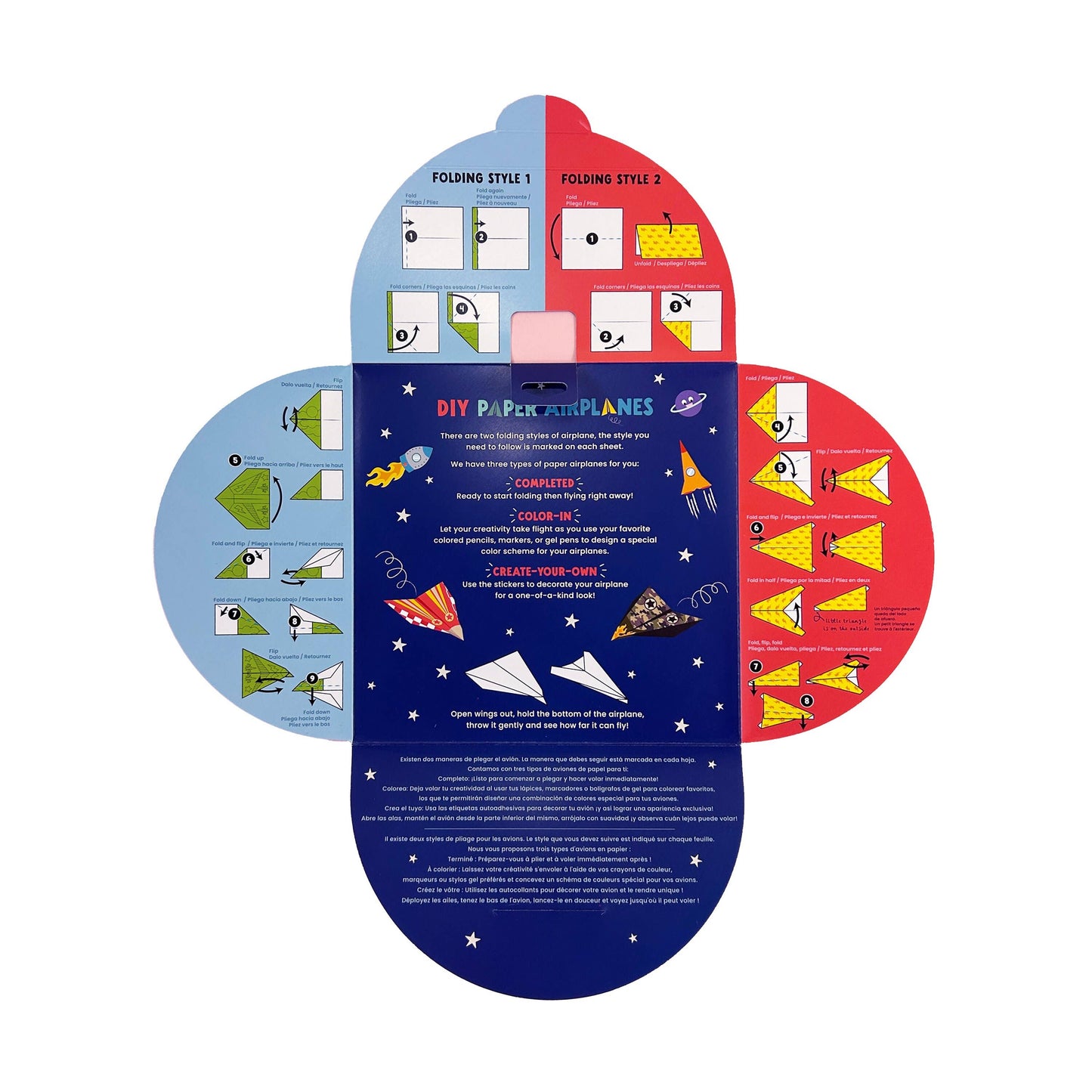 DIY Paper Airplane Kit for Kids with 24 Foldable Sheets, Including Ready-Made, Color-In, and Create-Your-Own Designs, Plus 2 Sticker Sheets for Customization, Perfect for Creative Play