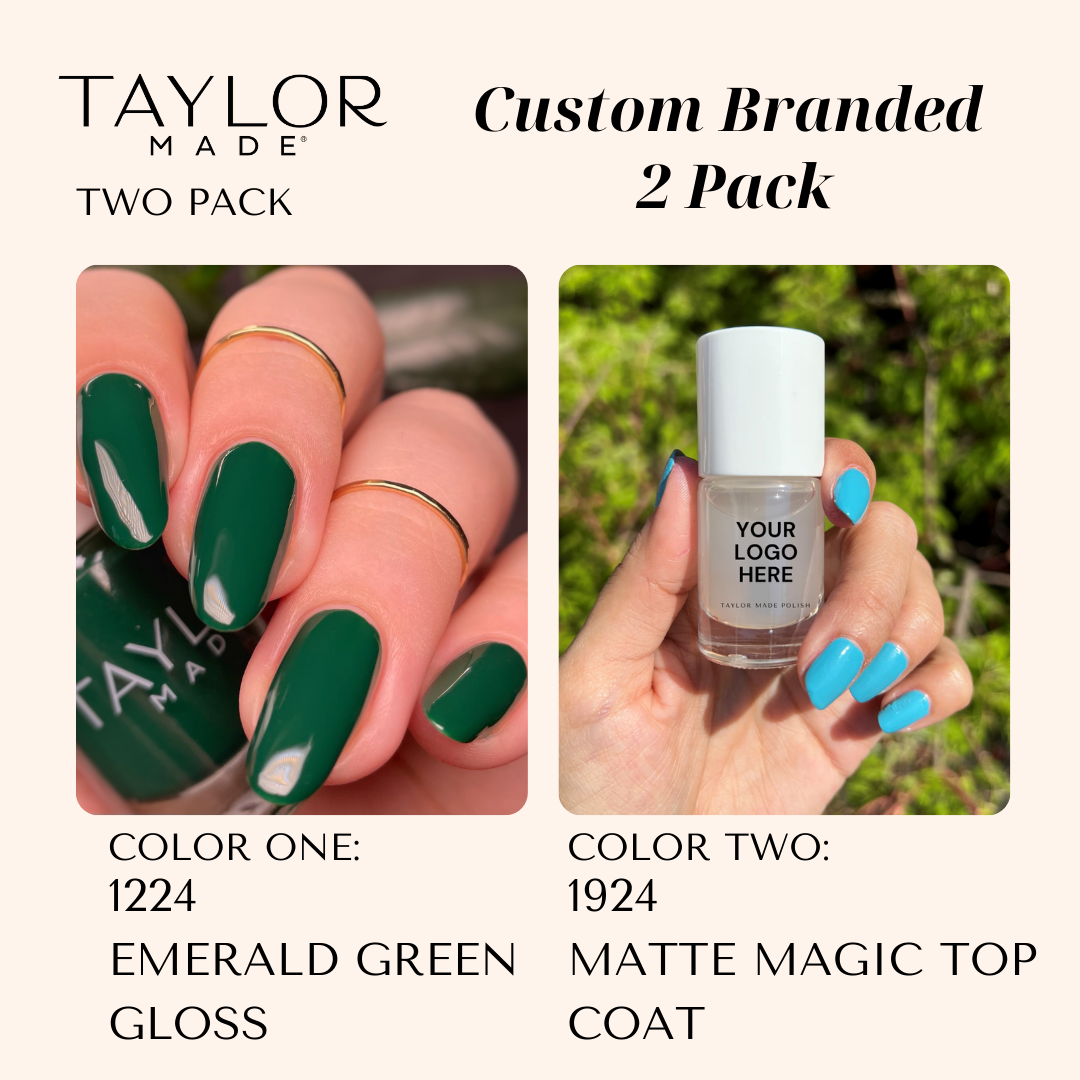 Custom Nail Polish: 2 Pack Long-wearing + Vegan + Non-toxic: 0224 Glossy Fuschia / 1424 Royal Blue Gloss with Hint of Shimmer