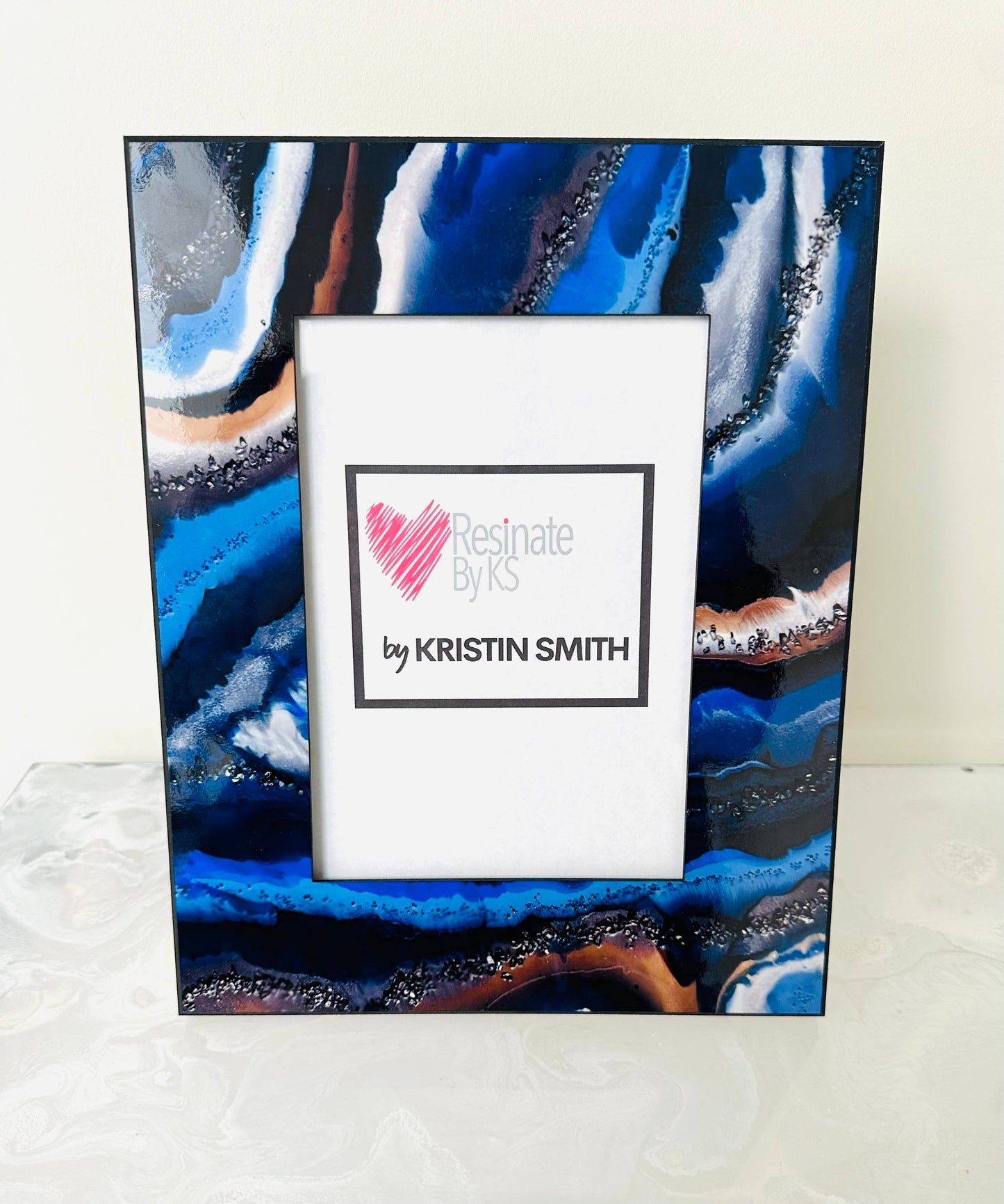 Natural Blue Agate & Resin Frame – Modern Home Décor Accent