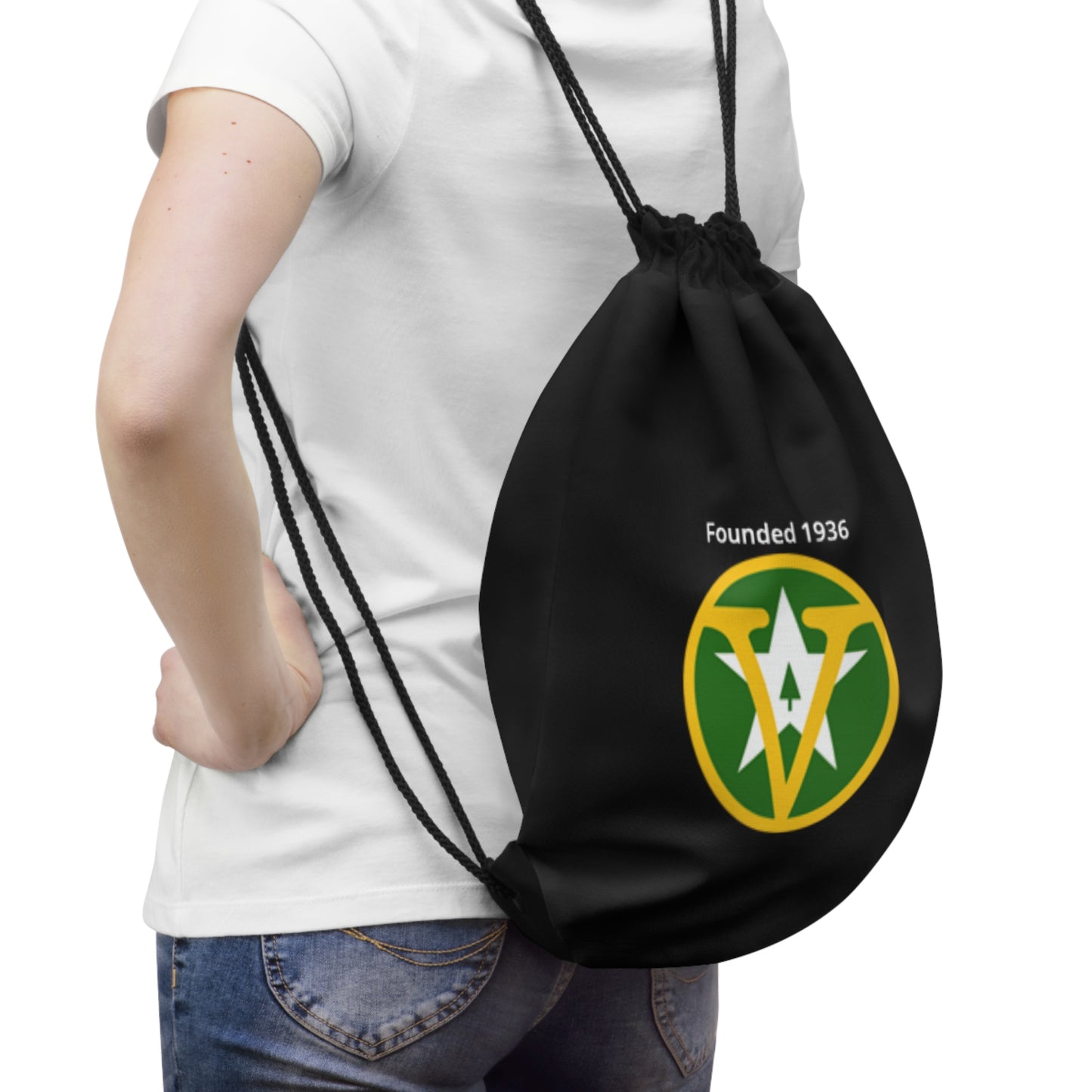 Drawstring Bag - Founded 1936 Vintage Sports Logo Gym Sack