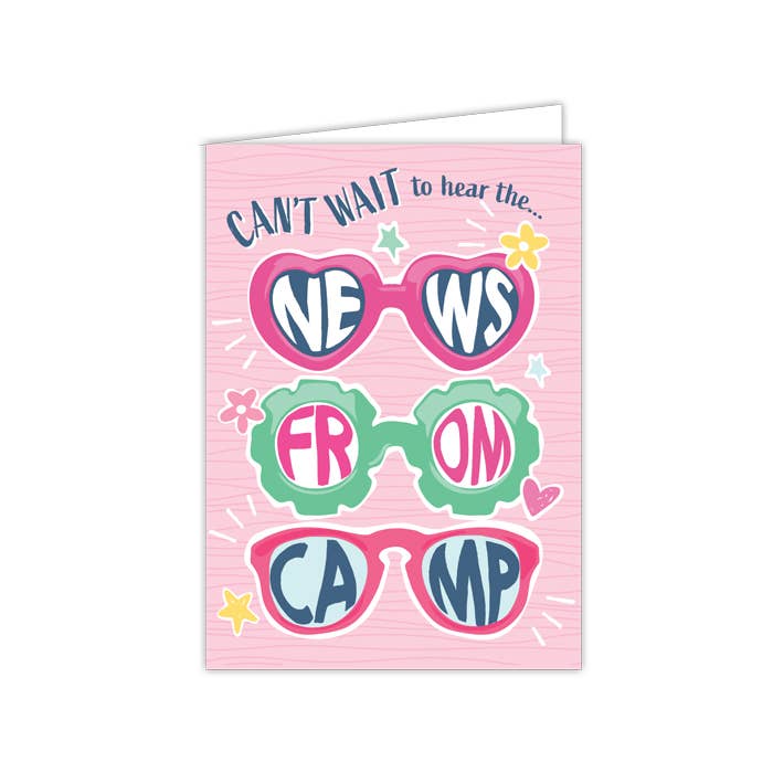 “Pink Can't Wait to Hear the News” 🩷 Camp Sunnies Camp Card by RosanneBeck Collections