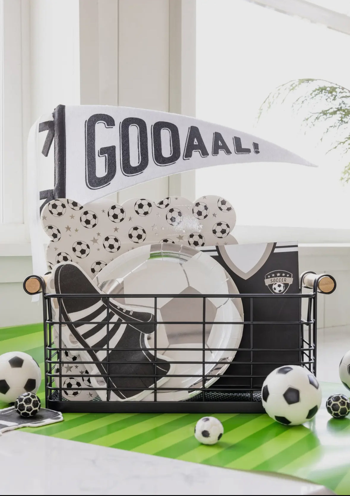 Soccer Ball Plate with a playful soccer design, perfect for soccer-themed parties and events. Includes 8 durable, 8-inch paper plates with silver foil accents. Ideal for soccer fans and a fun addition to your party decor. Game on!