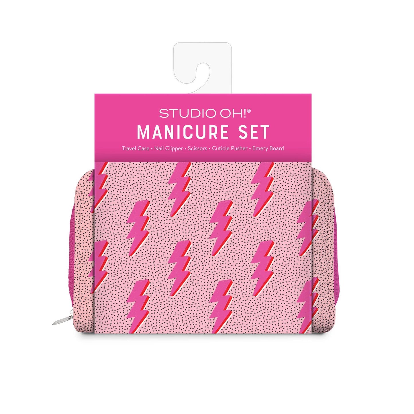 Compact 5-piece nail care kit with colorful travel case