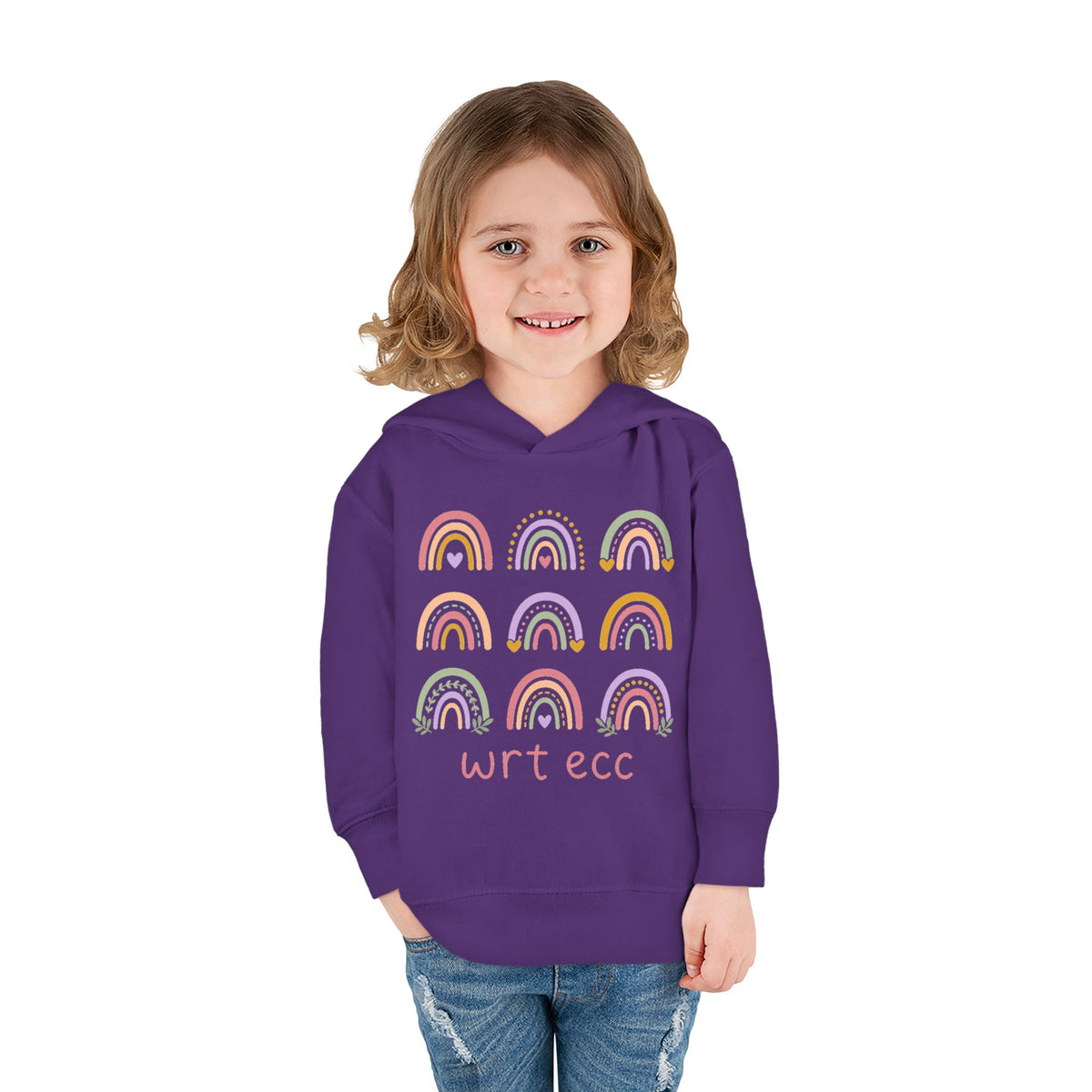 “Chasing Rainbows” 🌈 Boho Rainbow Grid WRT ECC Toddler Hoodie by CGO