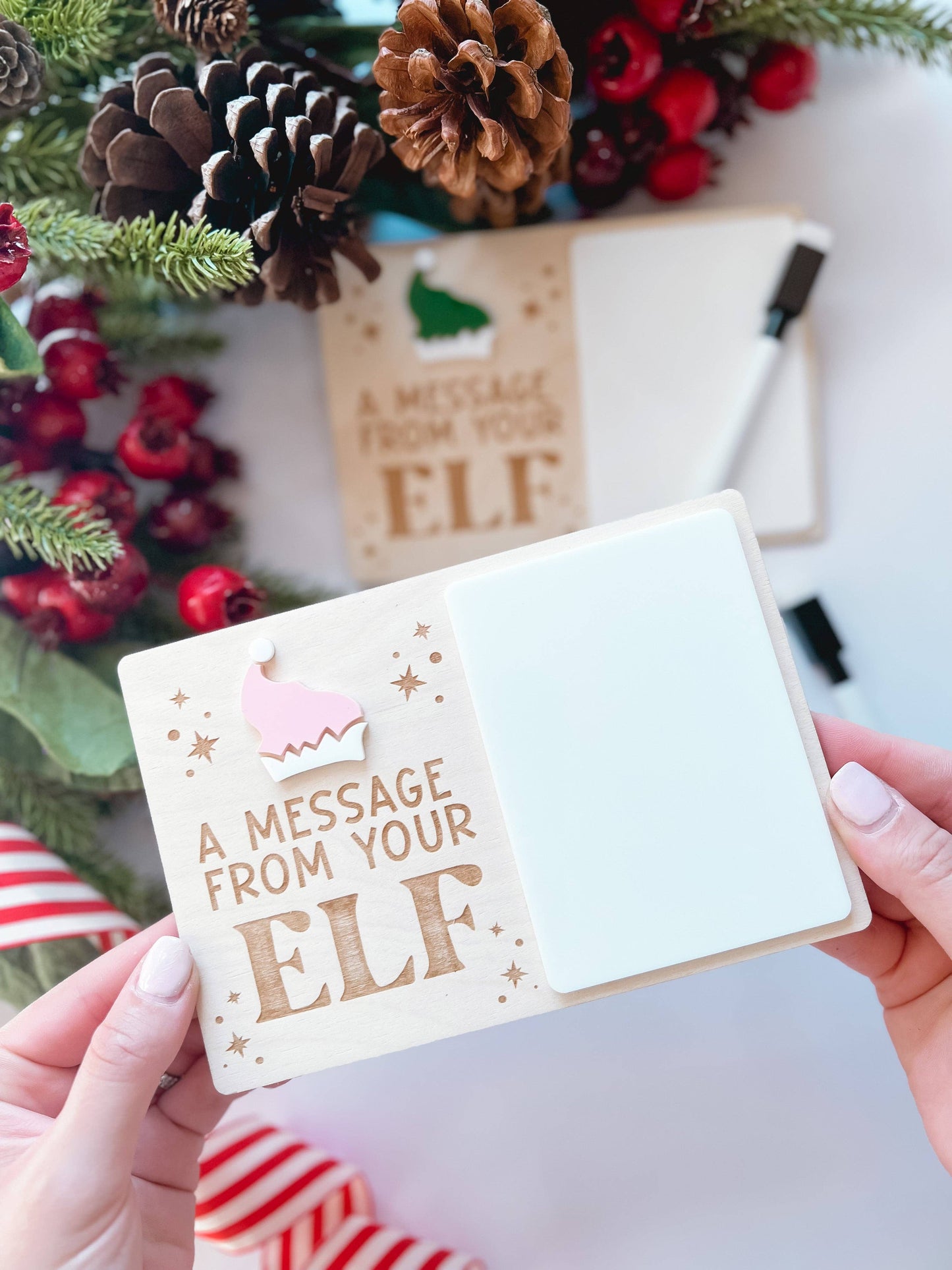 Elf announcement board for holiday setups
