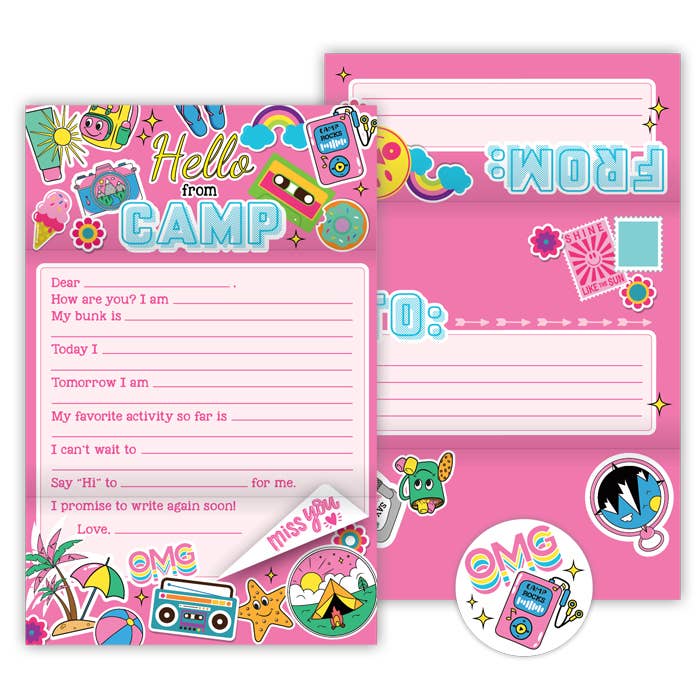 “Hello From Camp” 😍 Pink Camp Icons Fold N Seal by Roseannbeck Collections