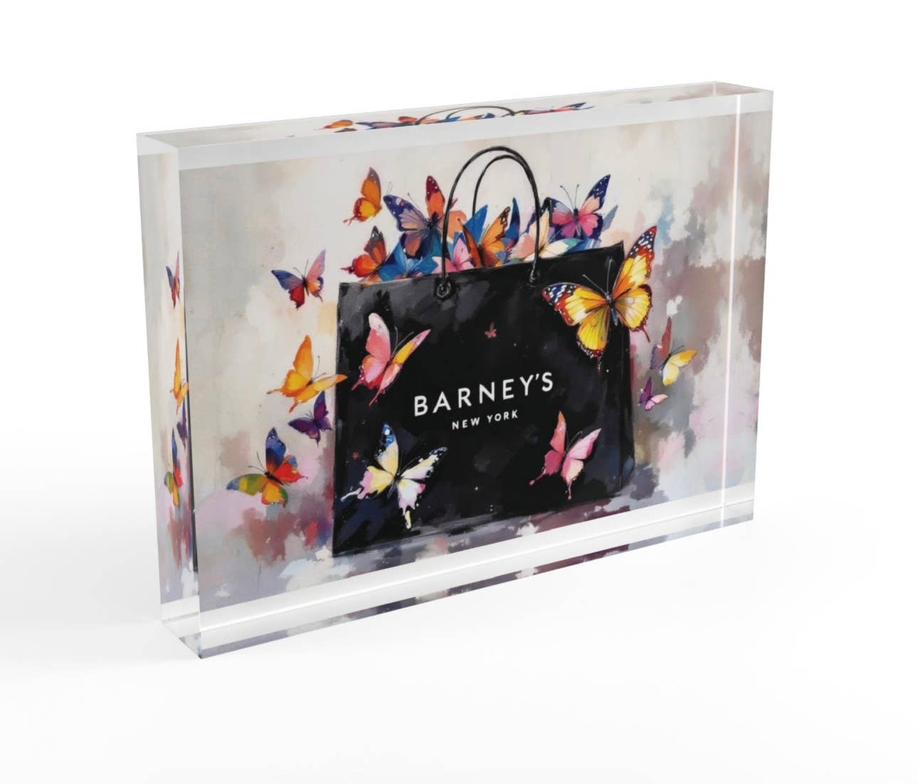 Barney’s New York Art Crystal Block – Luxury Desk Paperweight