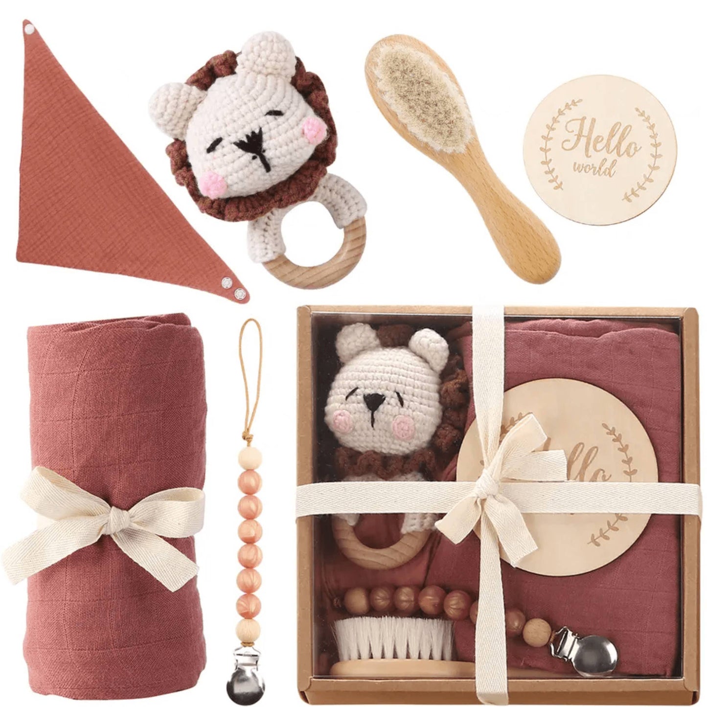 “Welcome Baby” 🥰 Gift Box - Charming 6-Piece Set for Newborns: Grey