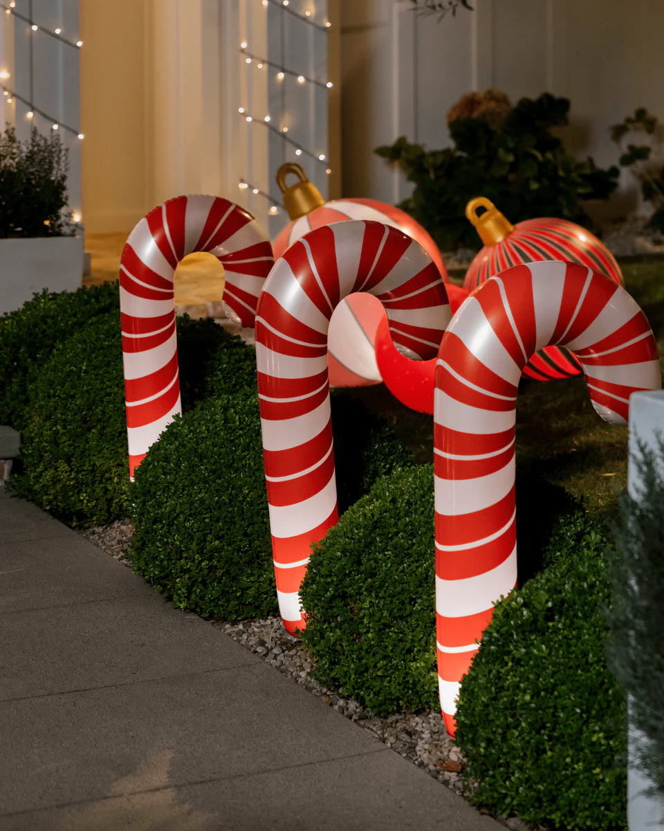light up candy cane decorations yard display