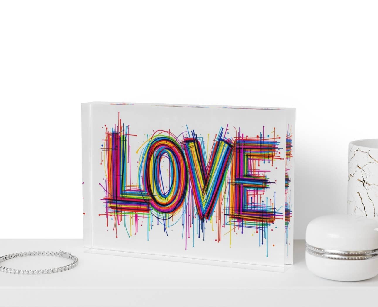 Luxury Resin Paperweight with Bold "For Love" Design