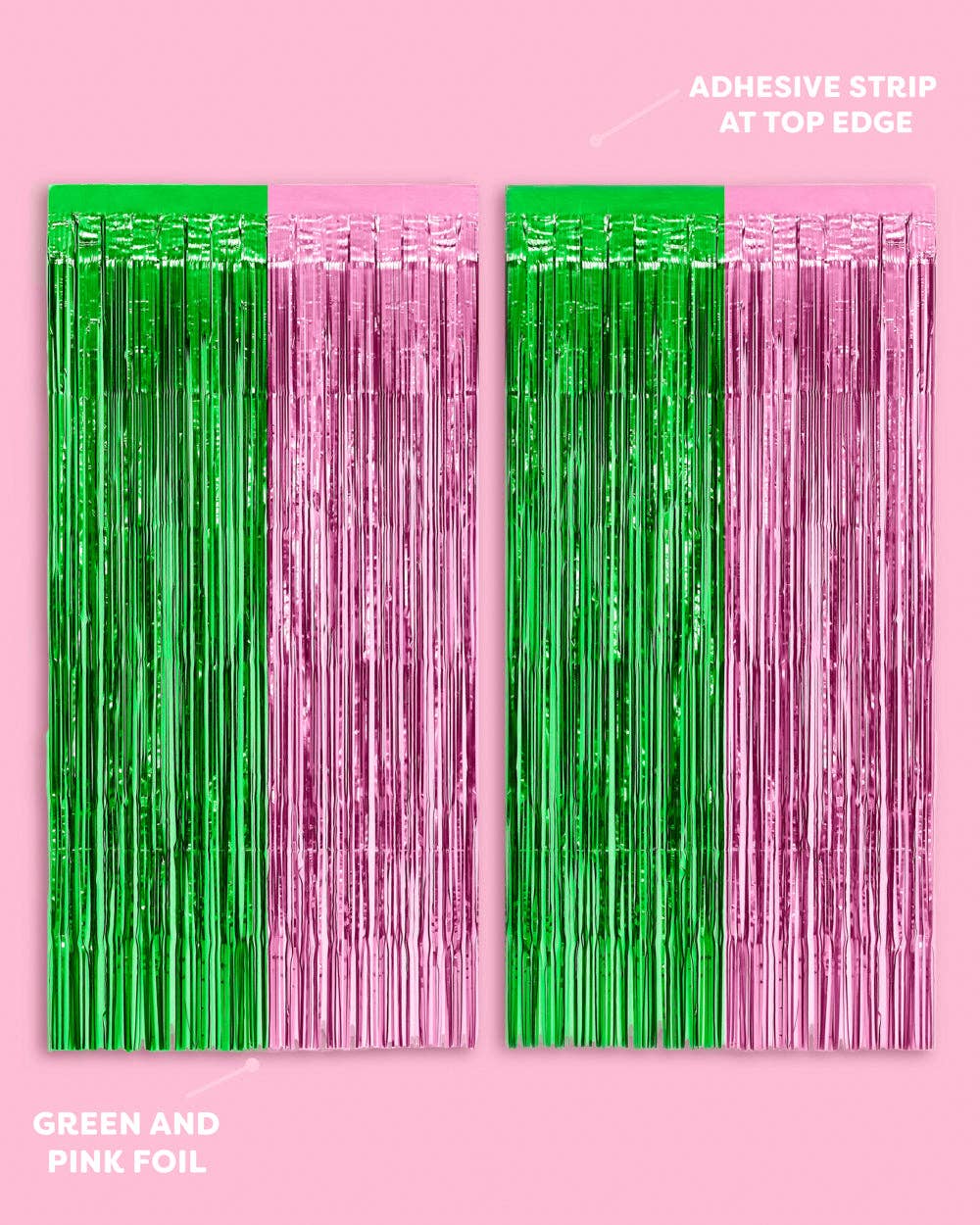 “Wicked Witch” 💚💕 Wicked Inspired Foil Curtain pink + green 2 pcs x 3'x6.5' by xo, fetti