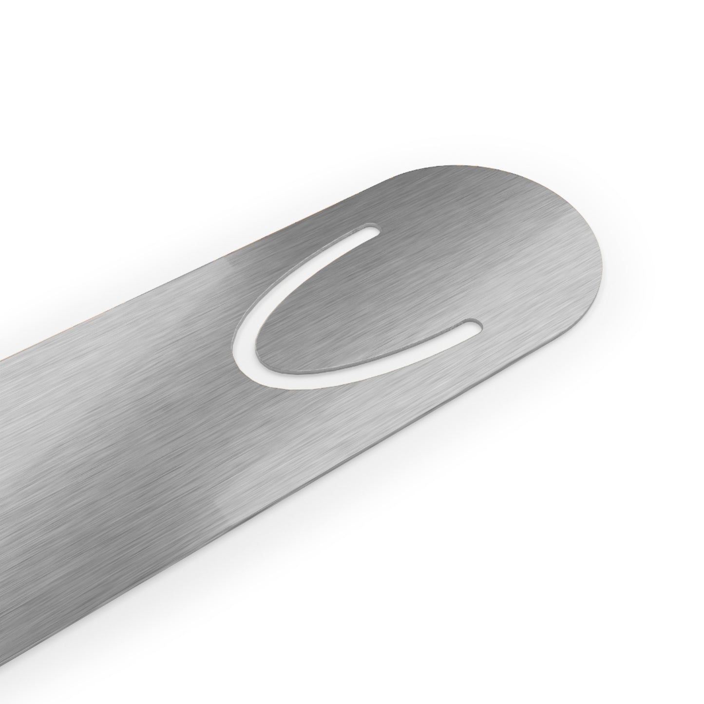 Personalized aluminum bookmark with a sleek white front, customizable with creative ideas and slogans. Features a top slot to securely hold pages in place. Ideal gift for avid readers, this durable bookmark adds a touch of style to every reading session. Assembled in the USA, it’s a perfect literary gift for book lovers, making reading adventures even more enjoyable.