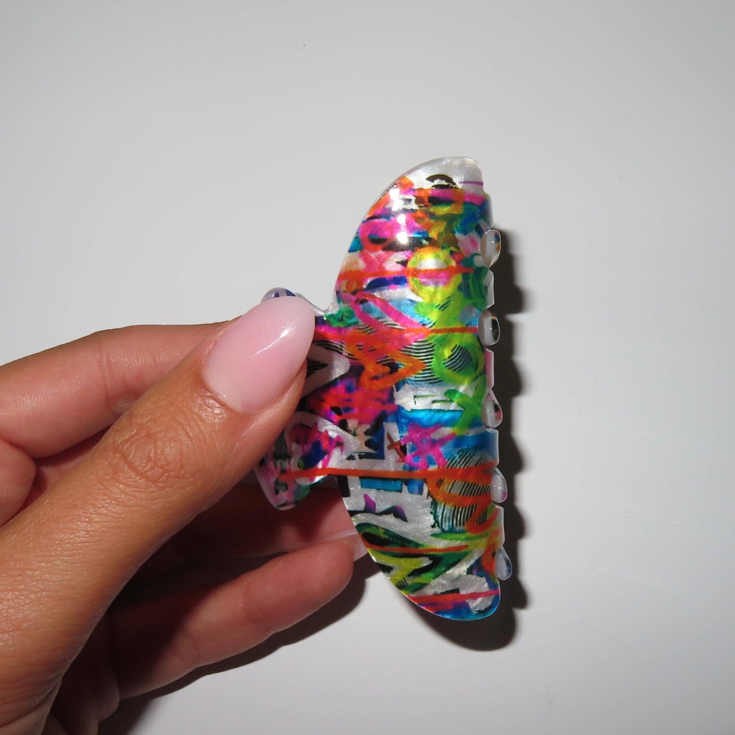 Colorful graffiti print hair clip