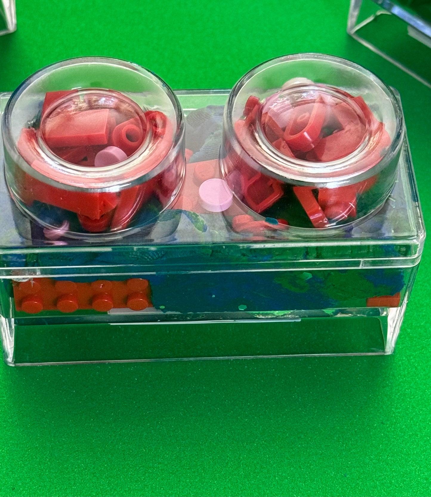 Building Block Robot Sensory Kit featuring handmade blue/green glitter dough, building blocks, and sensory toys. Designed for sensory exploration, creative play, and fine motor skill development, this kit provides a magical, hands-on experience for kids ages 3 and up.