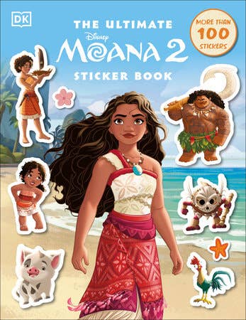 Ultimate Moana 2 sticker book featuring vibrant, high-quality stickers of Moana and her adventures. Perfect for scrapbooking, creative projects, or party favors, this colorful collection enhances fine motor skills and sparks imagination in young fans of the beloved Disney movie.
