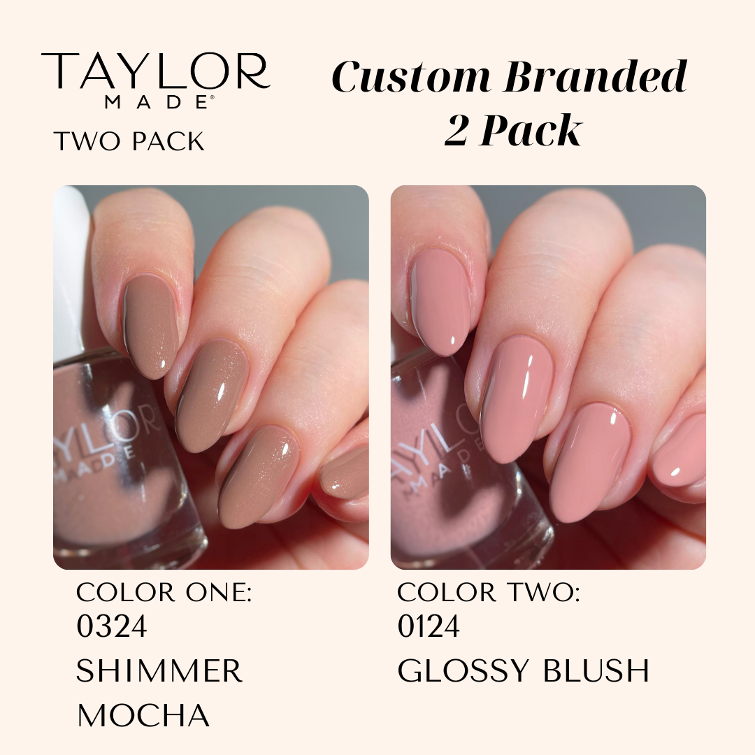 Custom Nail Polish: 2 Pack Long-wearing + Vegan + Non-toxic: 0224 Glossy Fuschia / 1424 Royal Blue Gloss with Hint of Shimmer