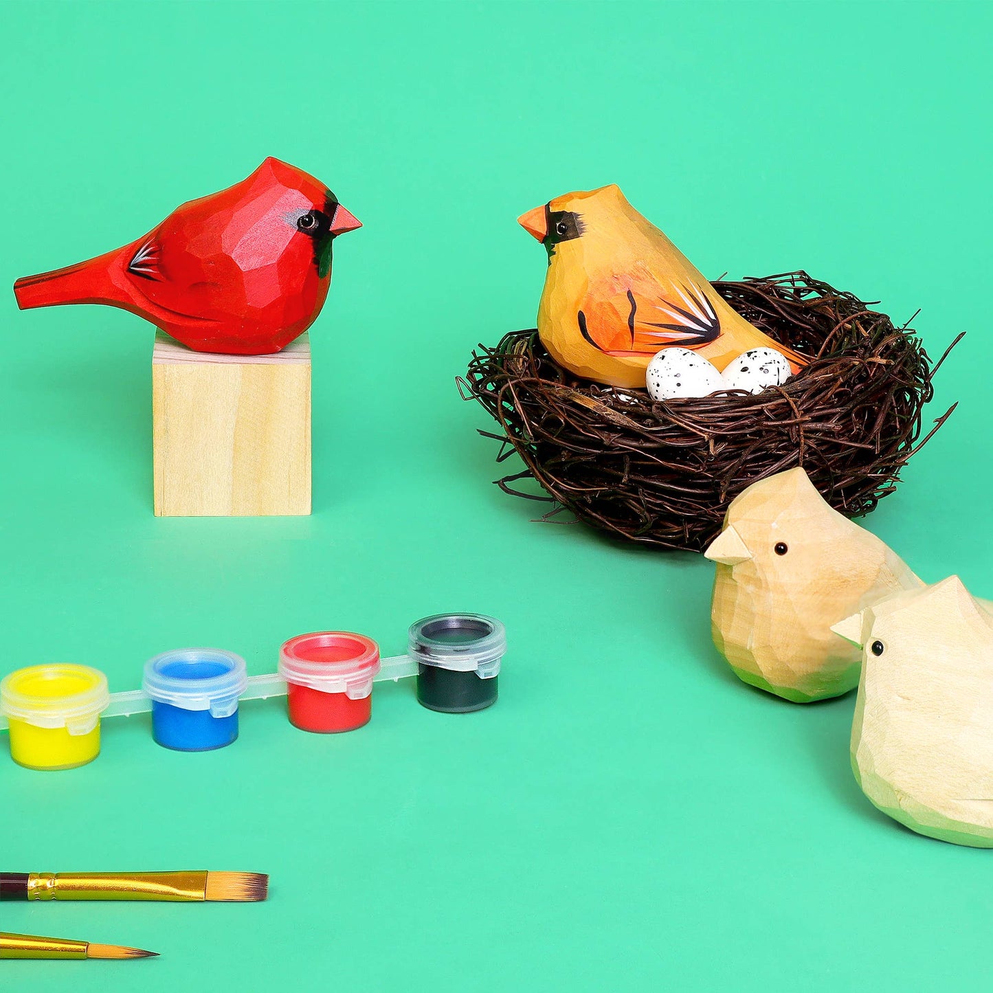 Bird painting kit with nest and decorative eggs