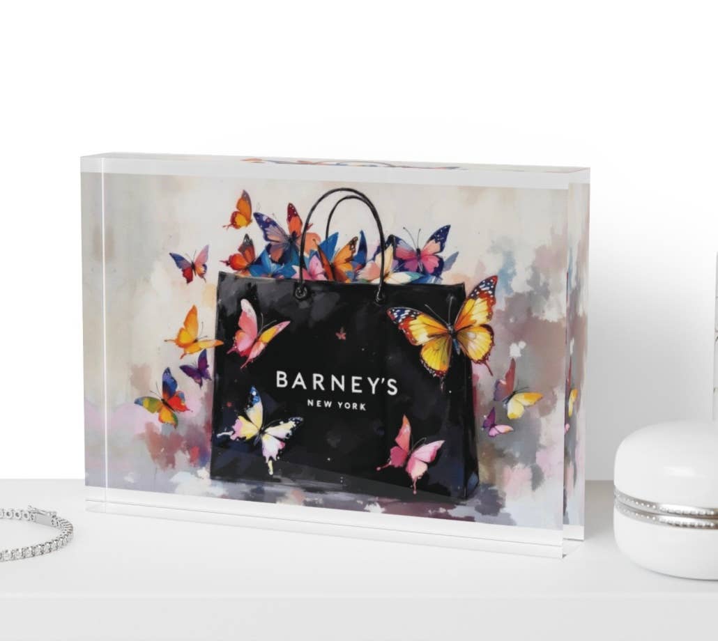 Modern Crystal Resin Paperweight – Iconic Barney’s NYC Design