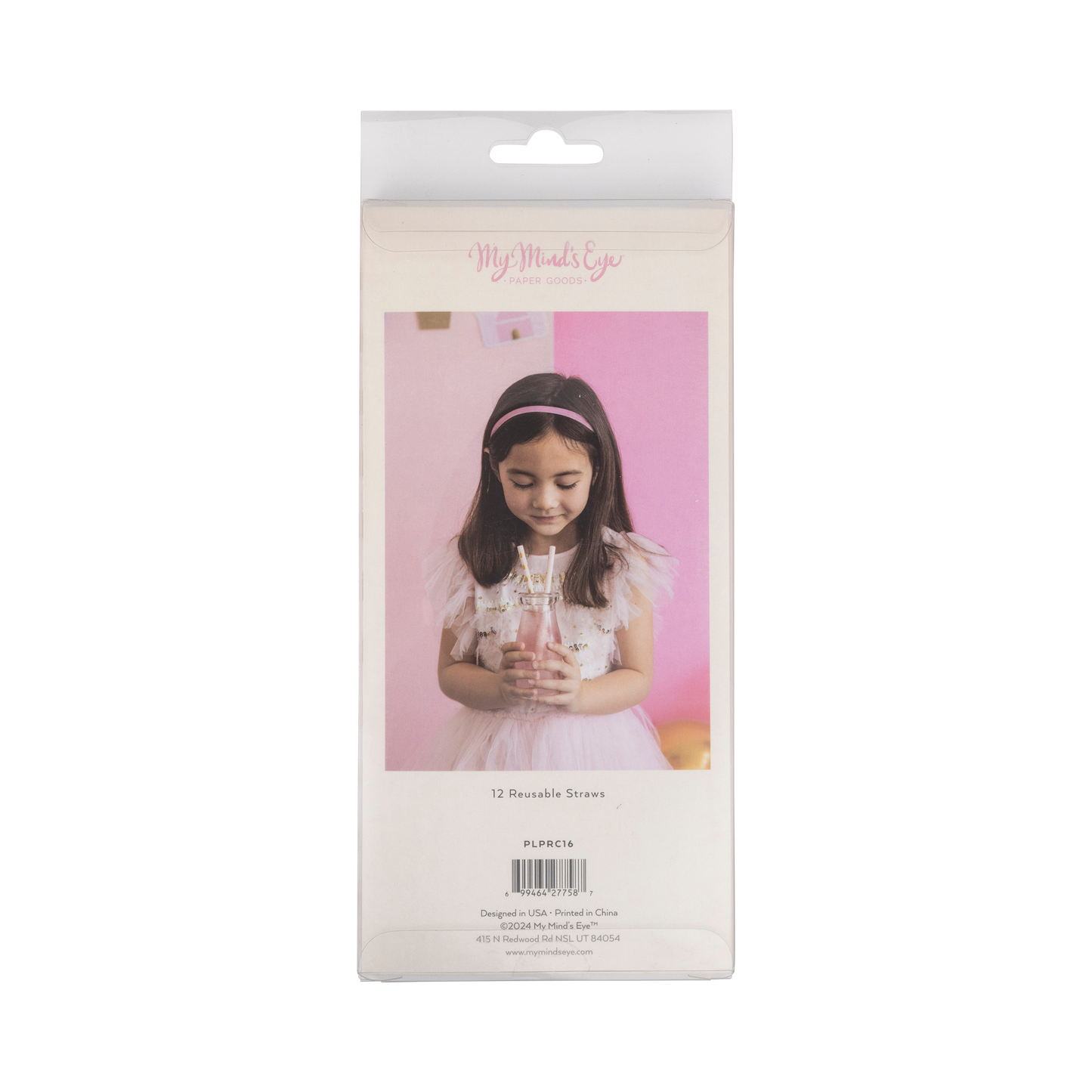 Reusable straws for princess parties, matching plates, cups, and banners.