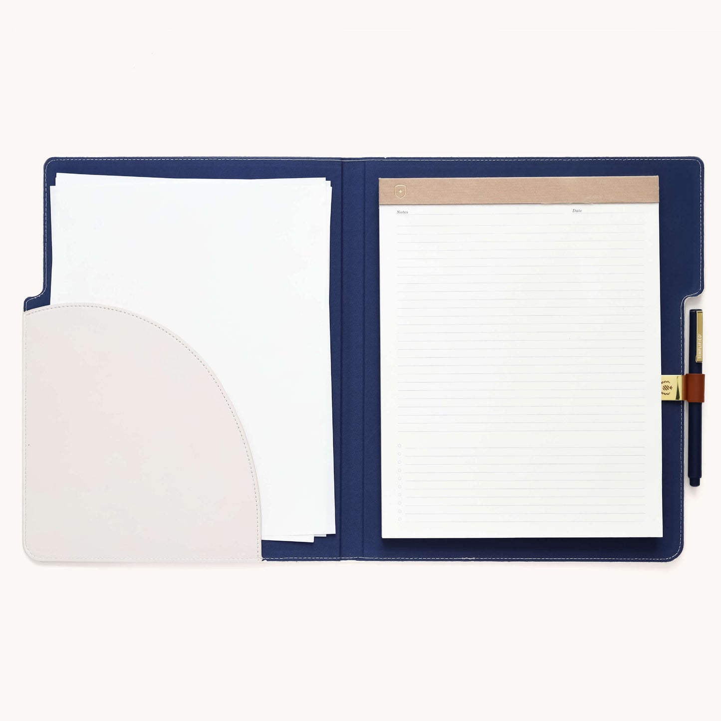 High-quality leatherette file folder in ivory antelope print, keeping documents neat and secure.