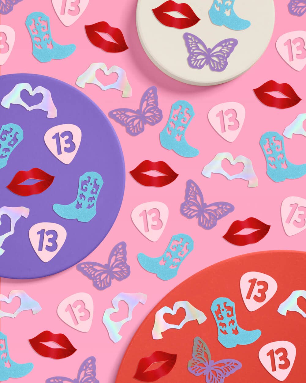 Mixed foil confetti with butterflies and cowgirl boots