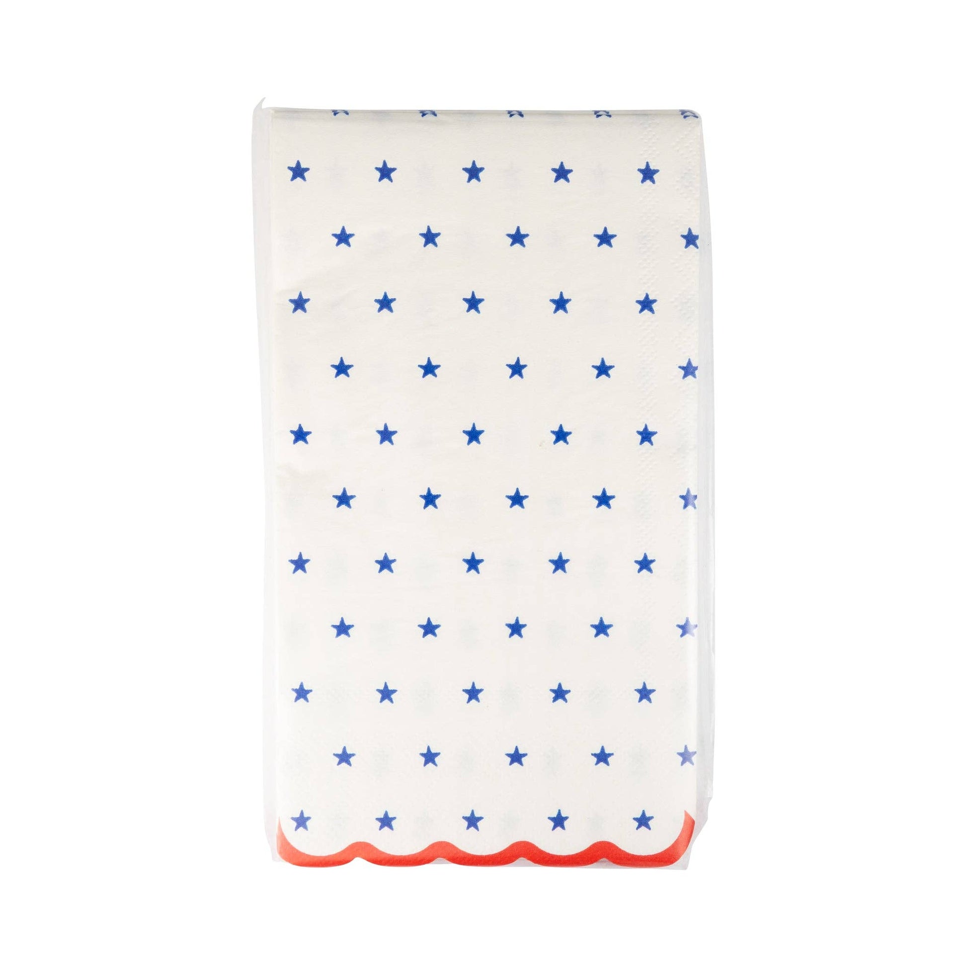 Patriotic blue star napkins – 24 pack, 4.25” x 7.75” with scalloped edges for Memorial Day