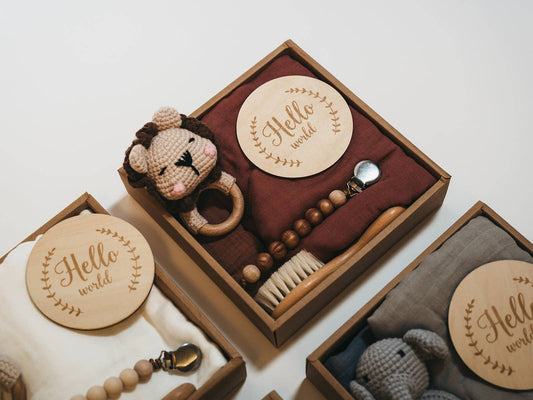 “Welcome Baby” 🥰 Gift Box - Charming 6-Piece Set for Newborns: Grey