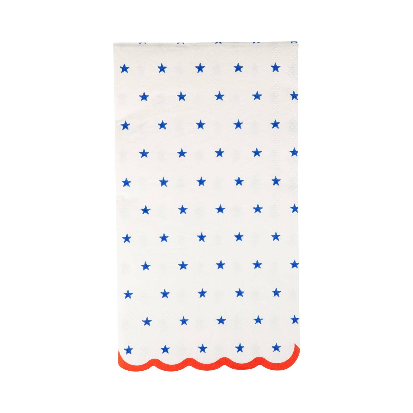 Blue Stars Scallop Napkins – 24 premium napkins, 4.25” x 7.75”, perfect for 4th of July parties.
