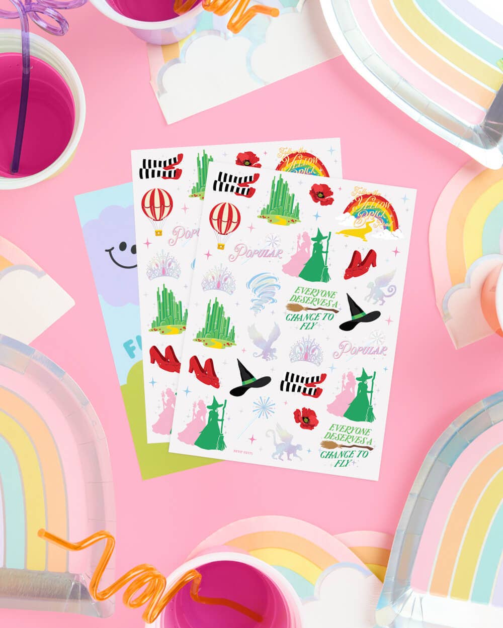 “Emerald City” 💚🩷 Wicked Witch Tats - 52 temporary tattoos kids
