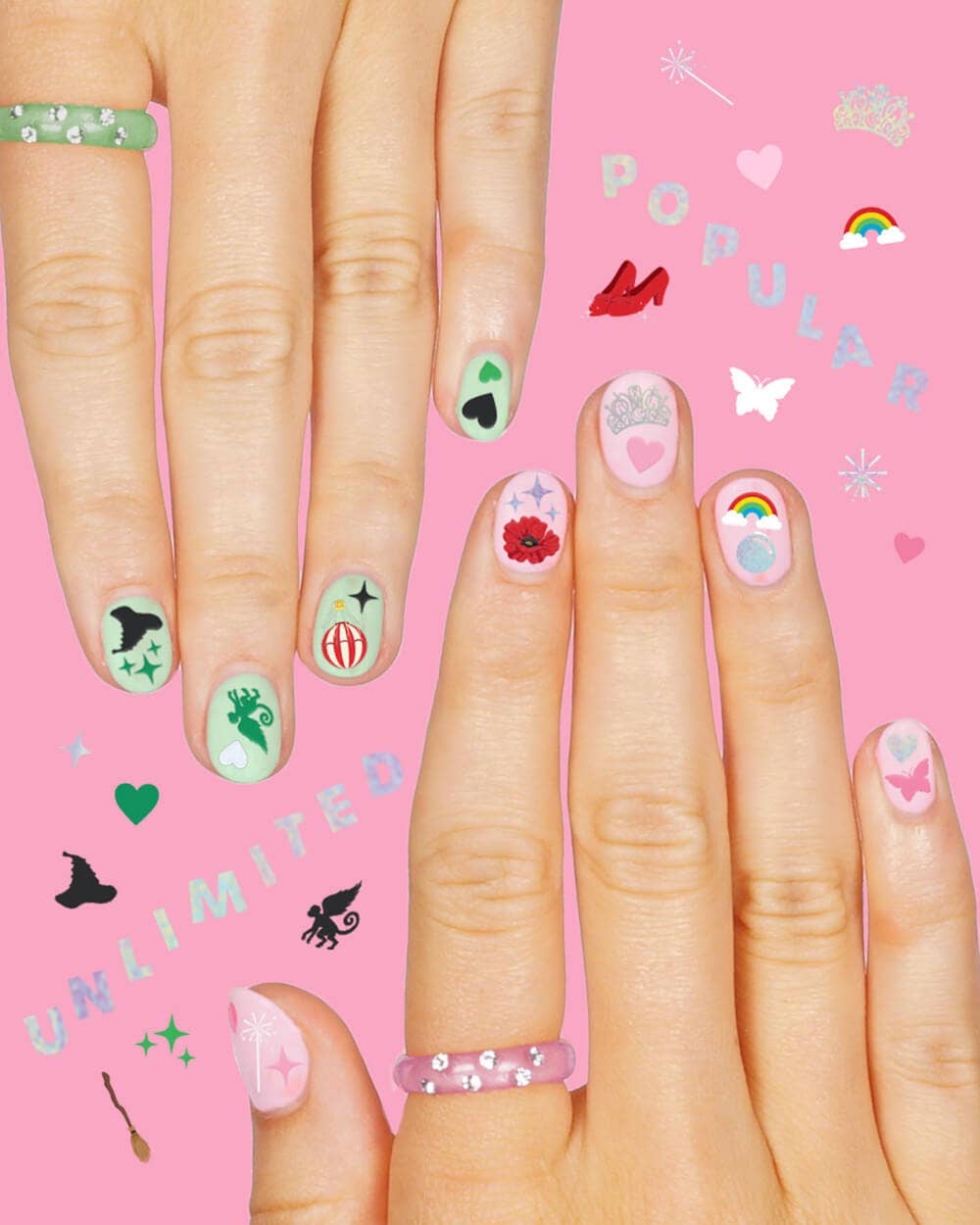 Emerald City Nail Stickers - 604 adhesive nail stickers, witch, wizard manicure