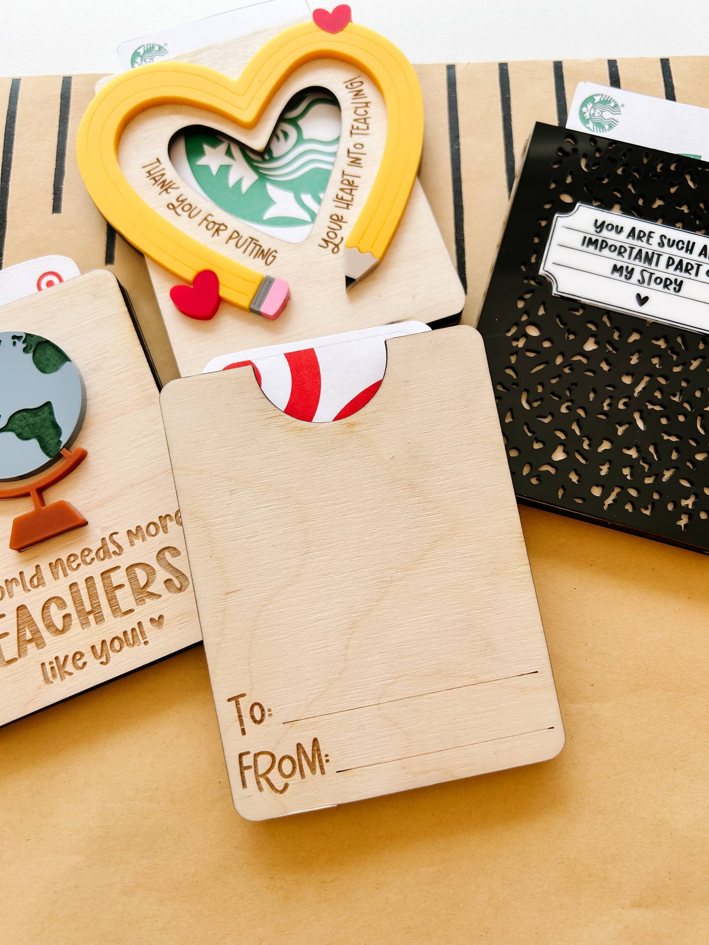 "Around the World Best" 🌍 Globe Teacher Gift Card Holder by Goldie Letter Company