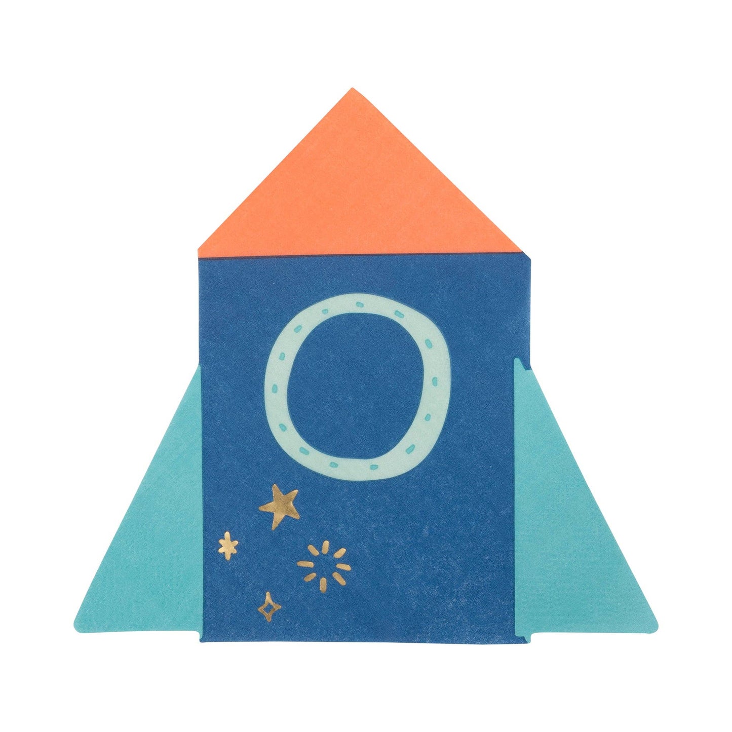 Rocket-shaped paper napkins with gold foil, 18 pack, perfect for space-themed parties