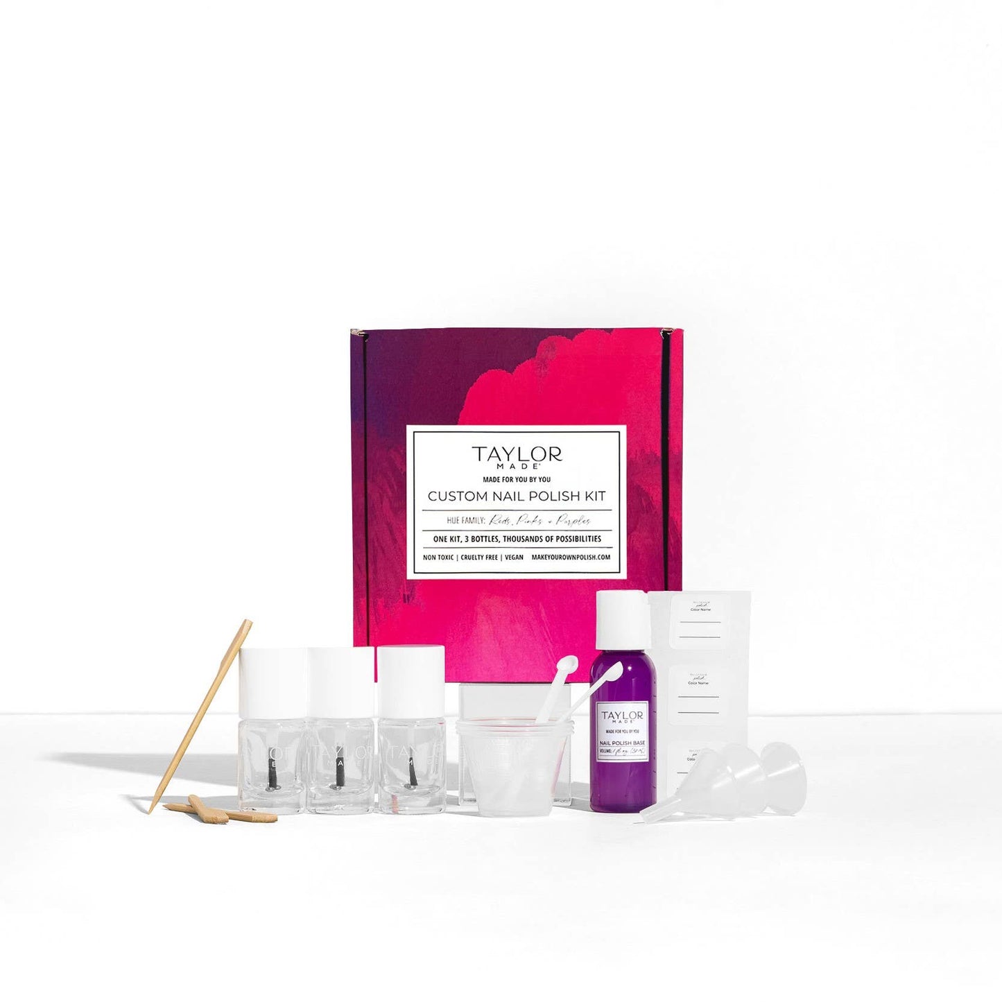 Custom nail polish kit for making 3 bottles