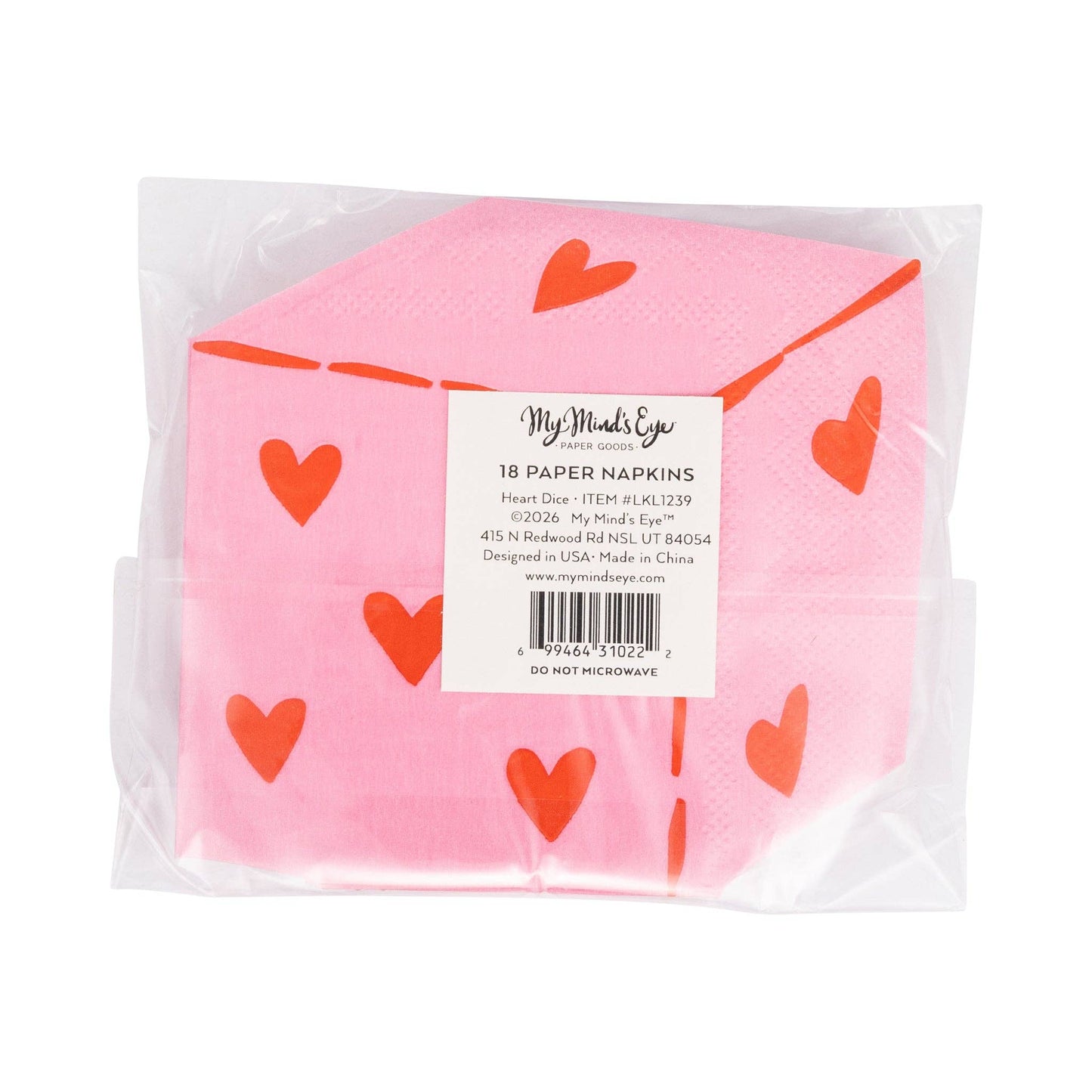 Valentine party napkins with dice and heart design