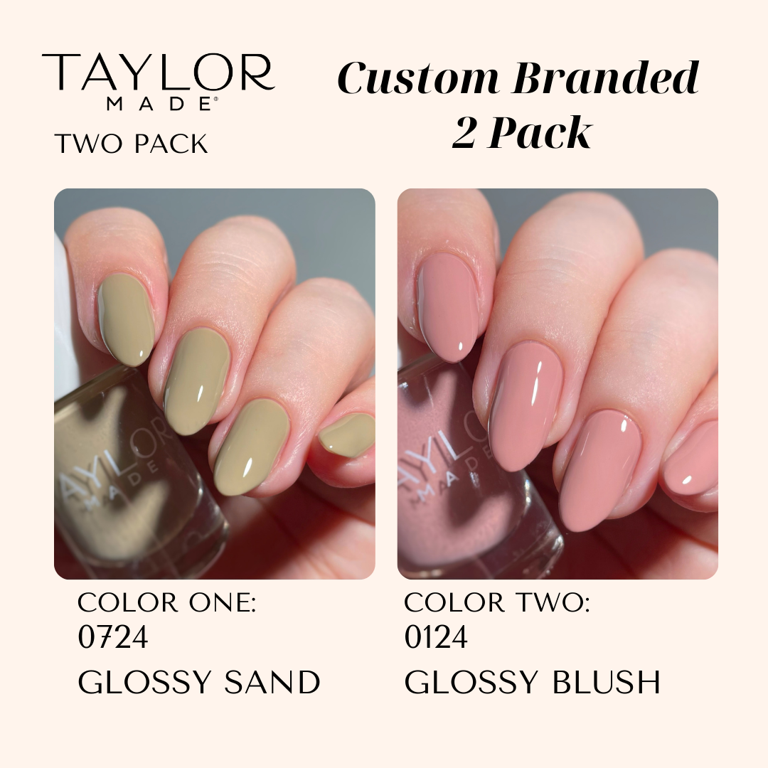 Custom Nail Polish: 2 Pack Long-wearing + Vegan + Non-toxic: 0224 Glossy Fuschia / 1424 Royal Blue Gloss with Hint of Shimmer