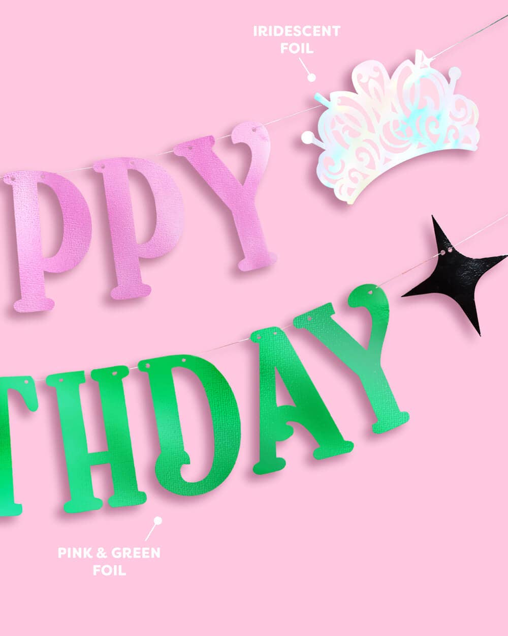 “Birthday Witch-es” 💚🩷 Wicked Banner - Kid's Party pink + green foil banner