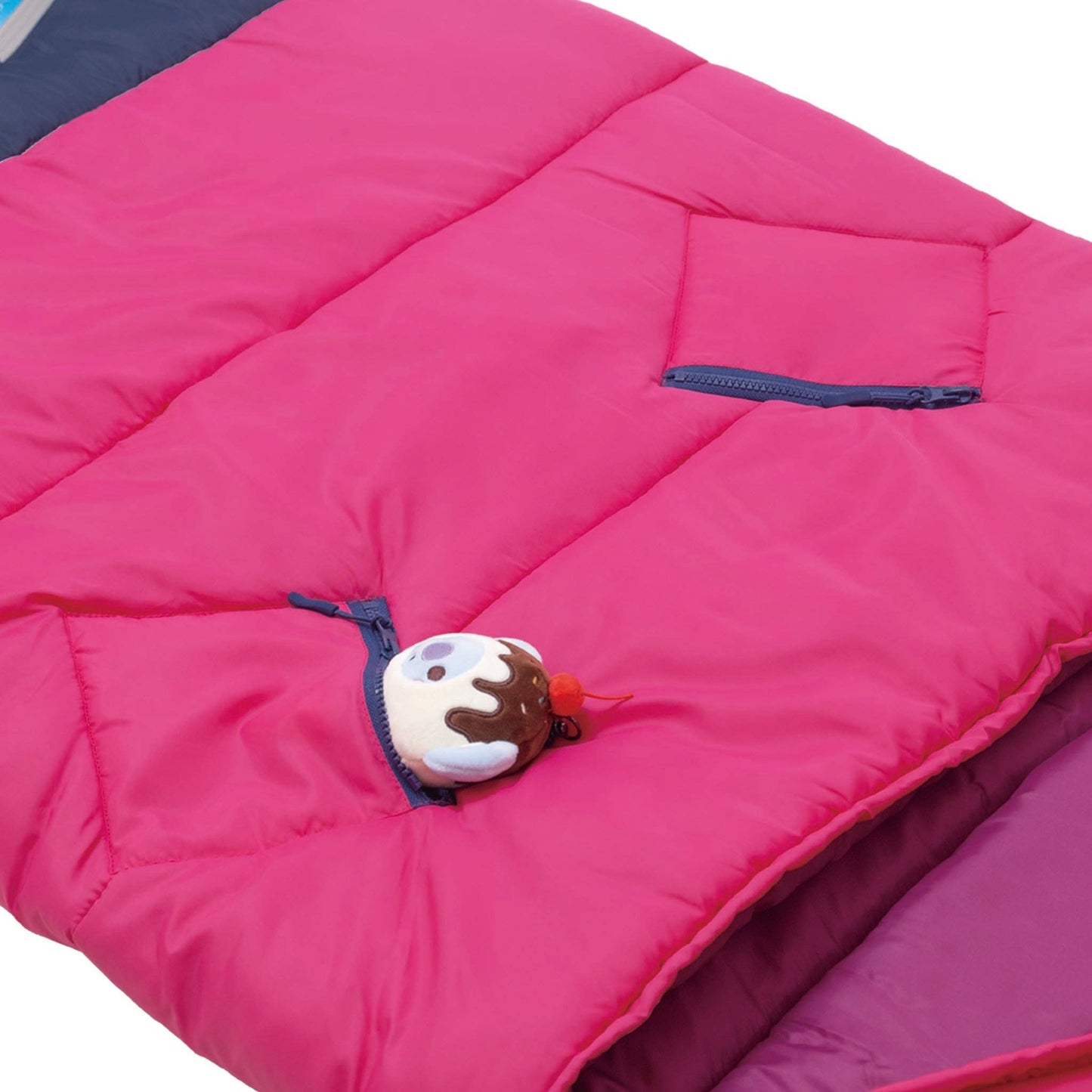 "Pack & Snooze" 🎒 Mimish Sleep-N-Pack Sleeping Bag — Raspberry Sorbet, Navy & Winterberry (Big Kid)