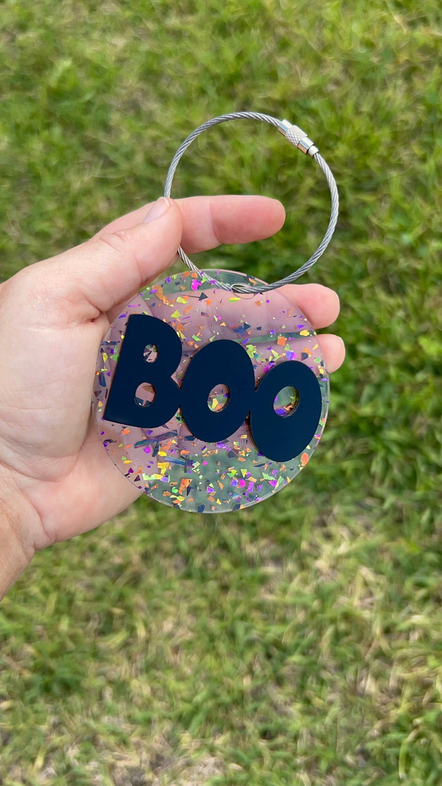Boo acrylic tag for Halloween baskets