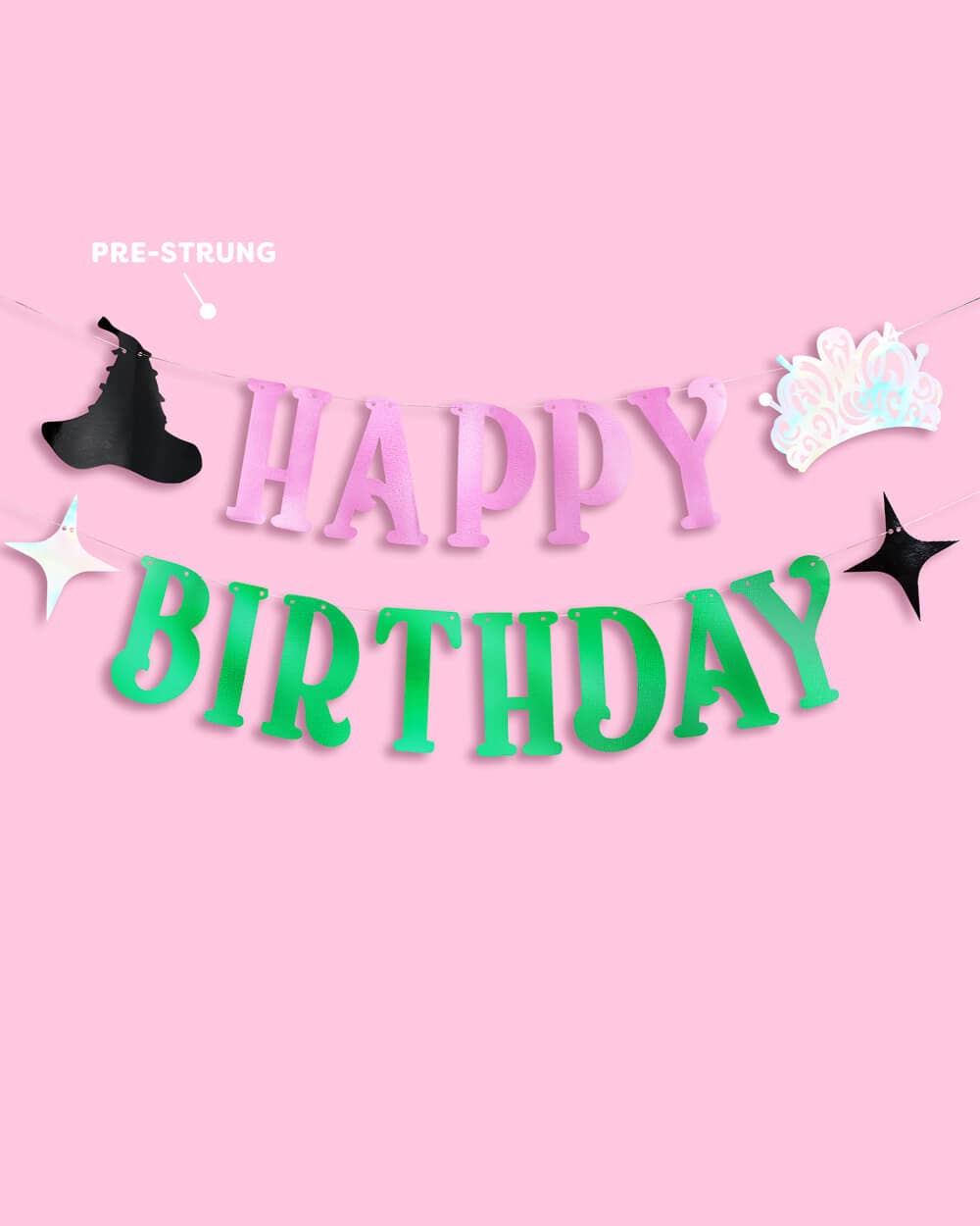 “Birthday Witch-es” 💚🩷 Wicked Banner - Kid's Party pink + green foil banner