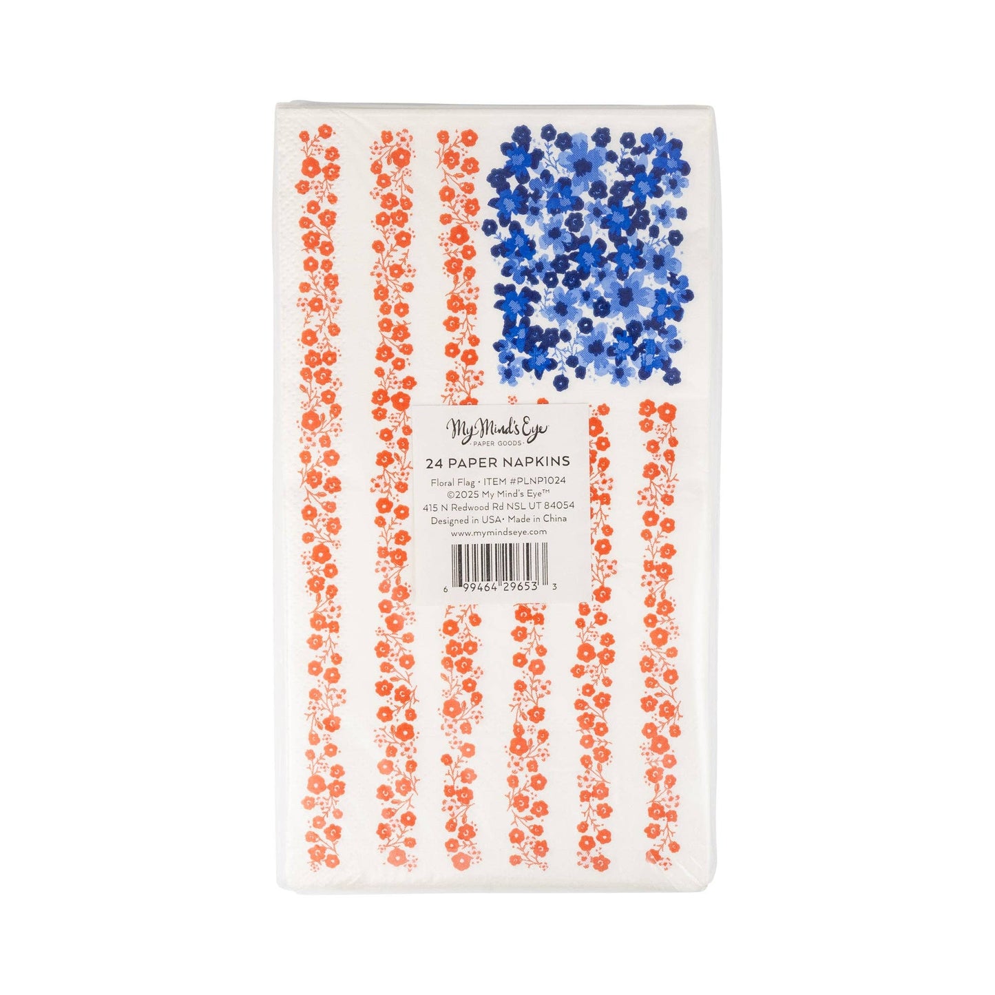 USA floral flag napkins – vibrant red, white, and blue design for summer picnics and events.