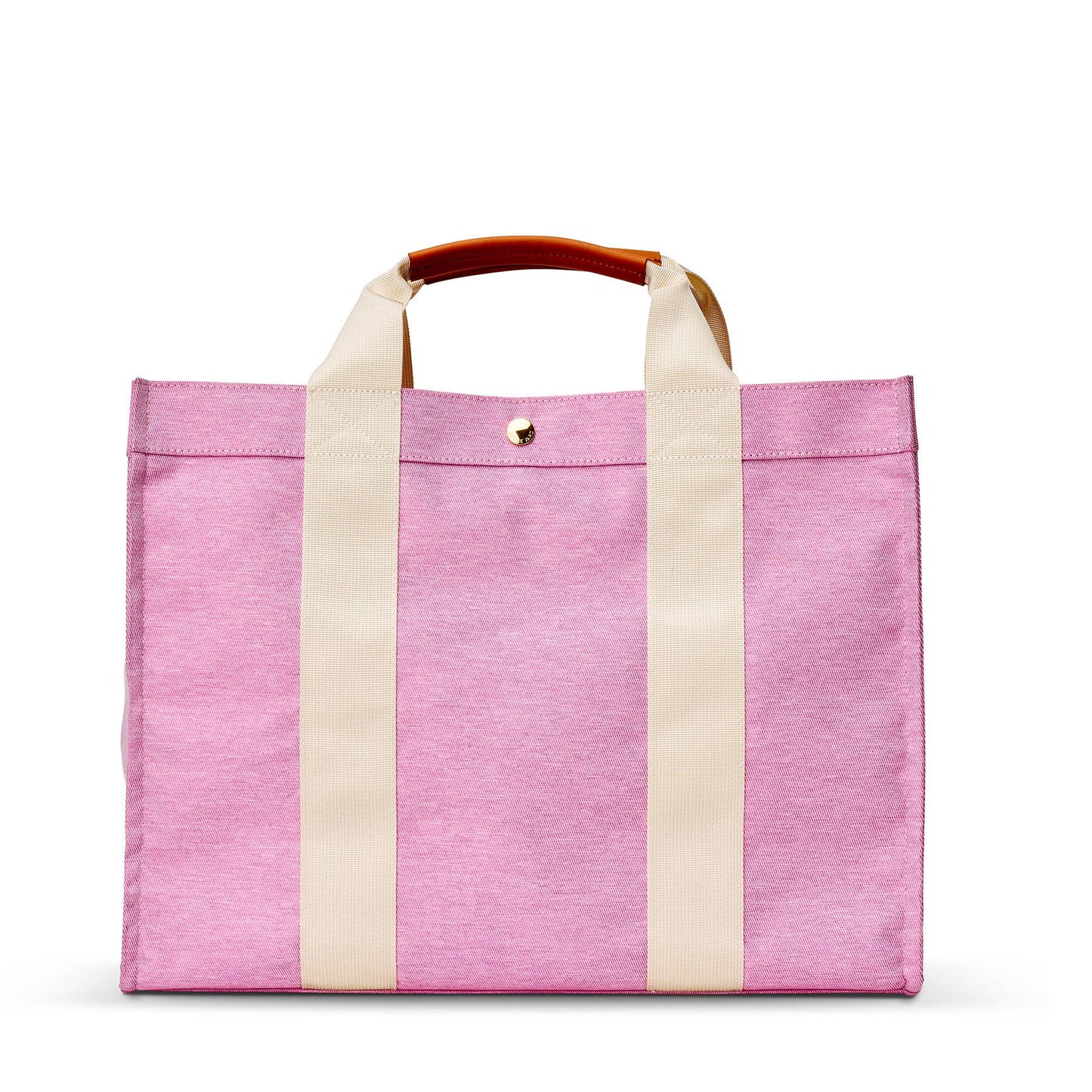 Travel tote bag with leather accents and monogram
