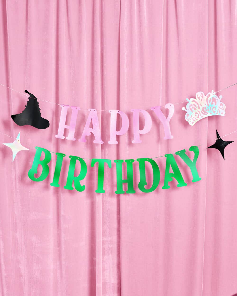 “Birthday Witch-es” 💚🩷 Wicked Banner - Kid's Party pink + green foil banner