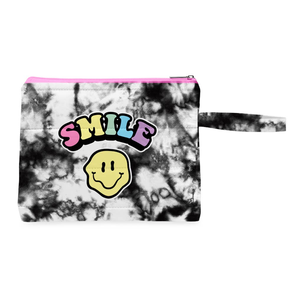 Black and white tie-dye wet swimsuit bag with water-resistant lining