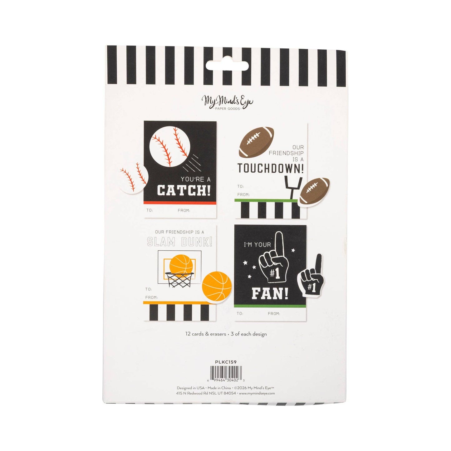 Football basketball baseball Valentine cards set