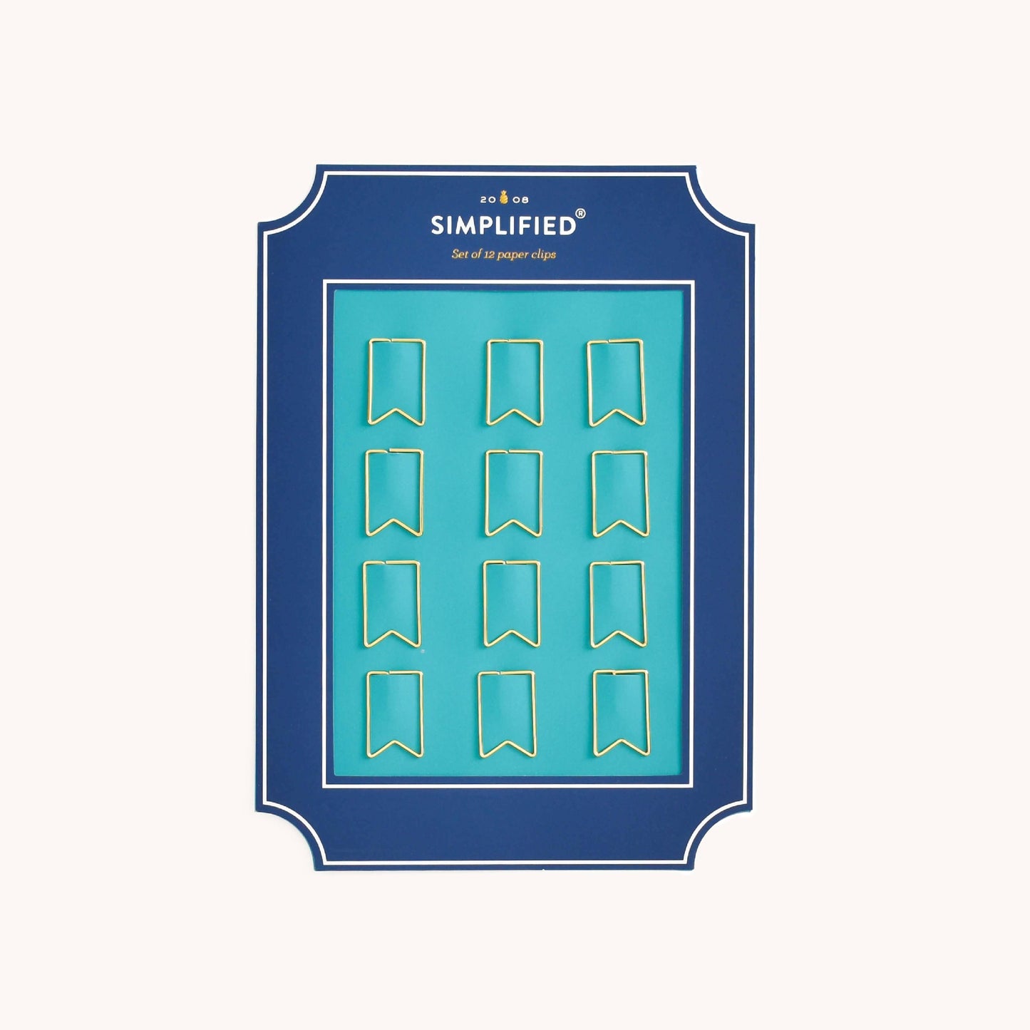 Gold flag-shaped paper clips – stylish and sturdy set of 12 for planners, offices, and workspaces.