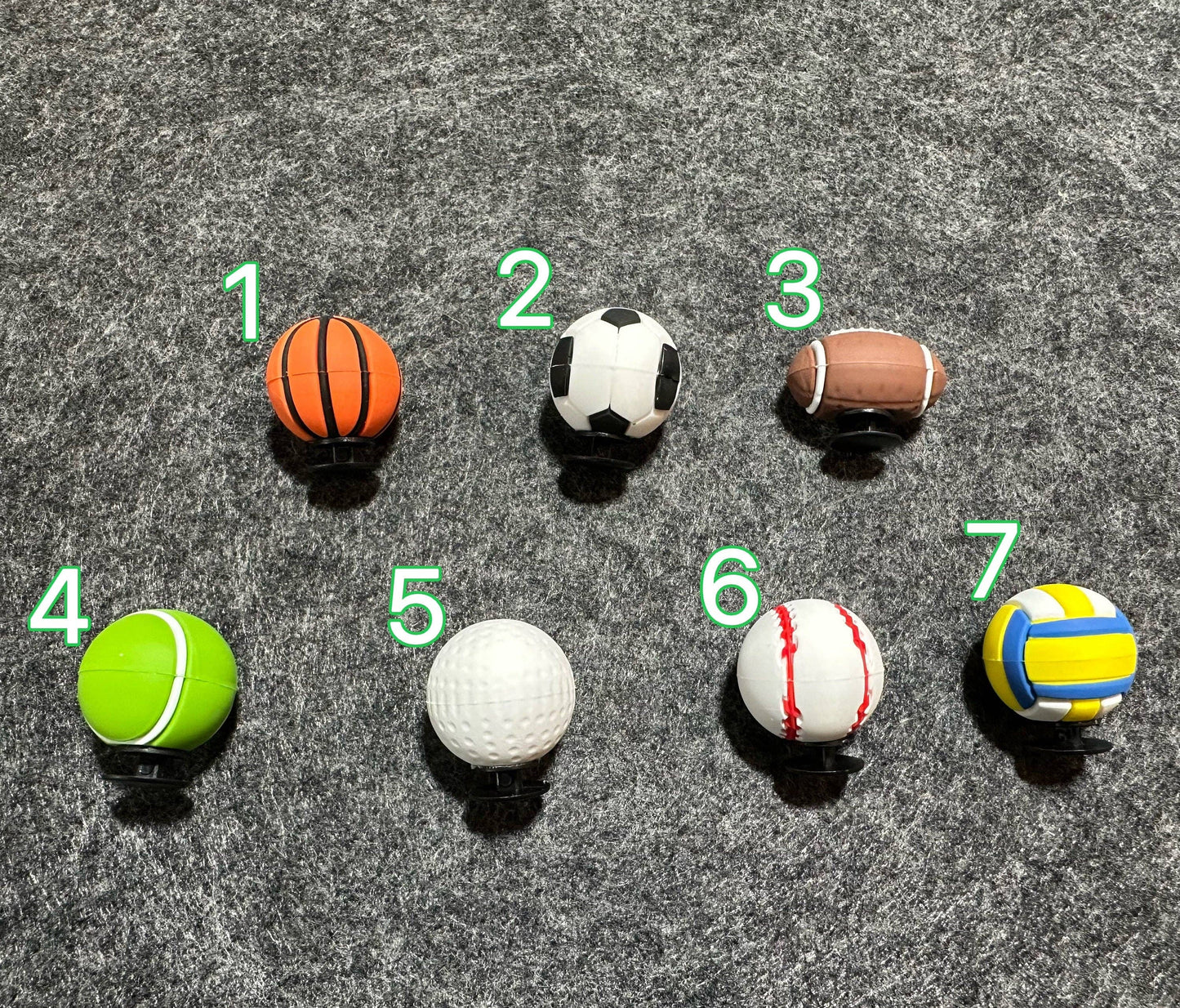 Set of sports charms – basketball, soccer, baseball