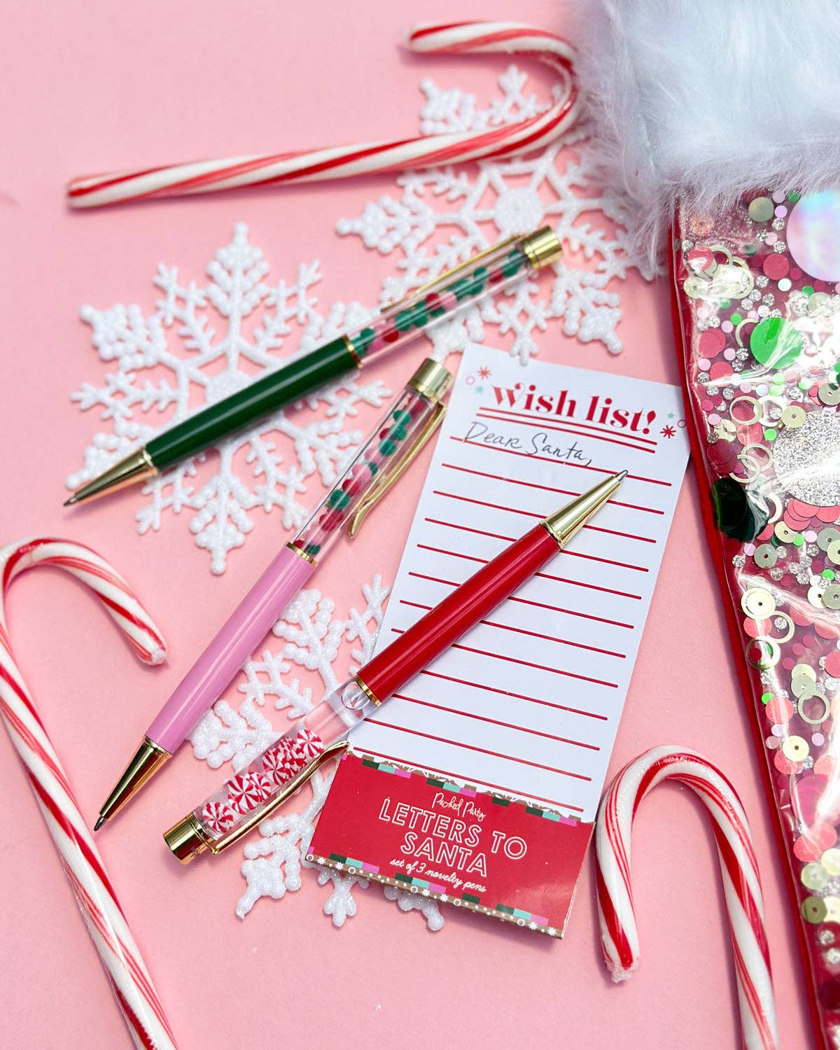 “Dear Santa, Define Good” ✏️ Holiday Confetti Pen Set by Packed Party