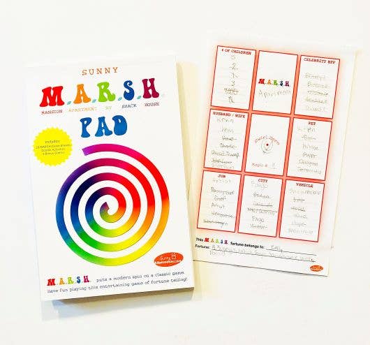 M.A.R.S.H. game pack with 24 sheets, mini games, for kids 7+, perfect for sleepovers and travel
